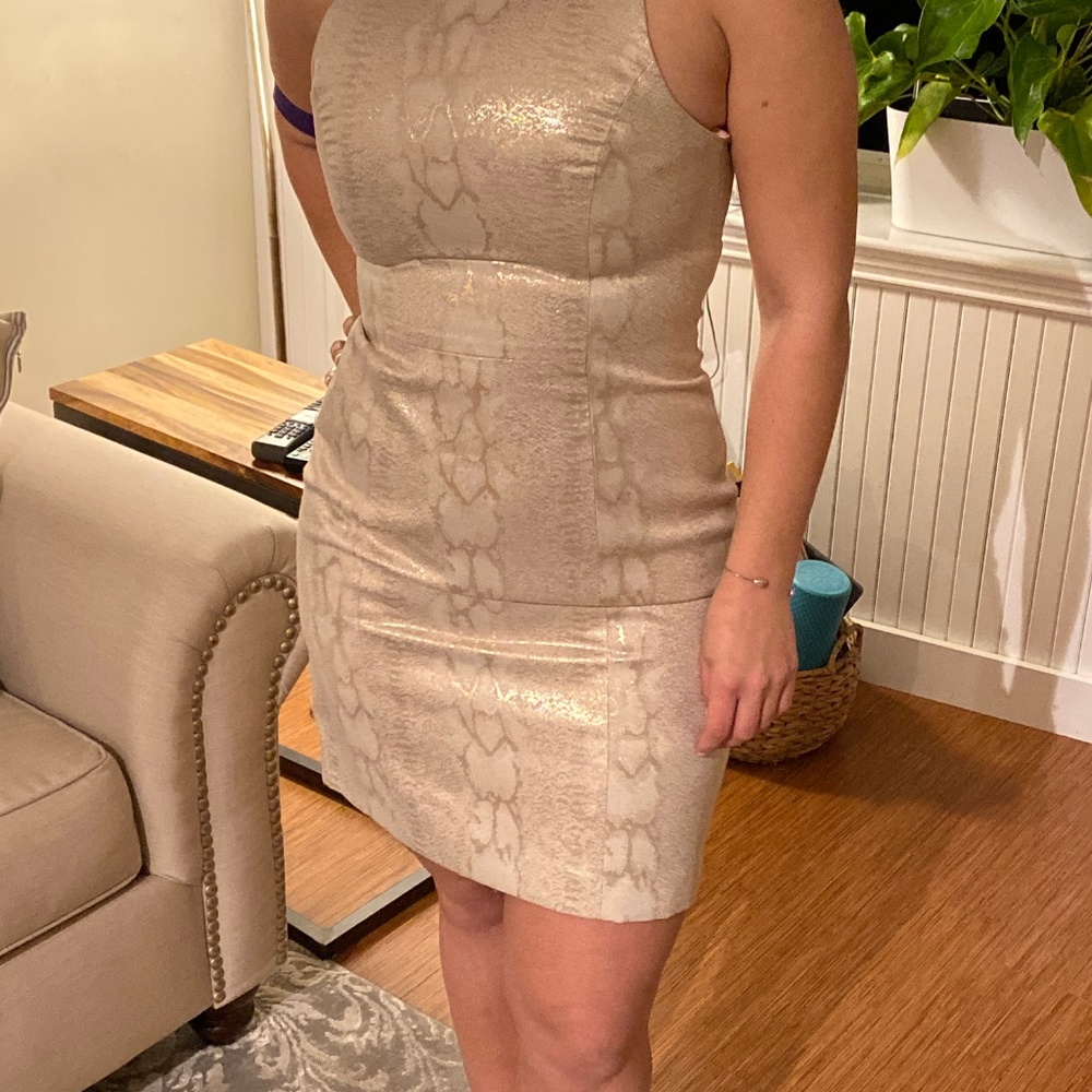 NEW! Gold Snake Skin Fitted Dress